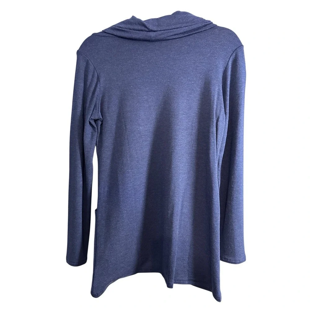 Magnolia Grace Blue Paedia Tulip Hem Cowl Neck French Terry Knit Top Small NWT - Picture 3 of 6